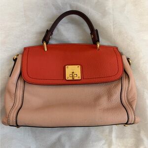 MCM!! Two-Tone Leather Top-Handle Bag - Coral & Blush